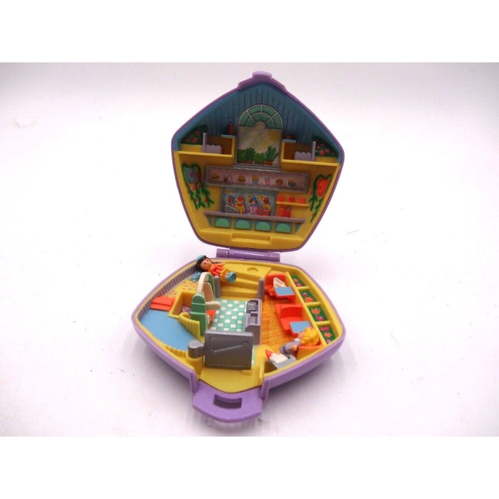 Polly Pocket Vtg 1992 Bluebird Burger Bar Fast Food Restaurant Food tray 2 Figur